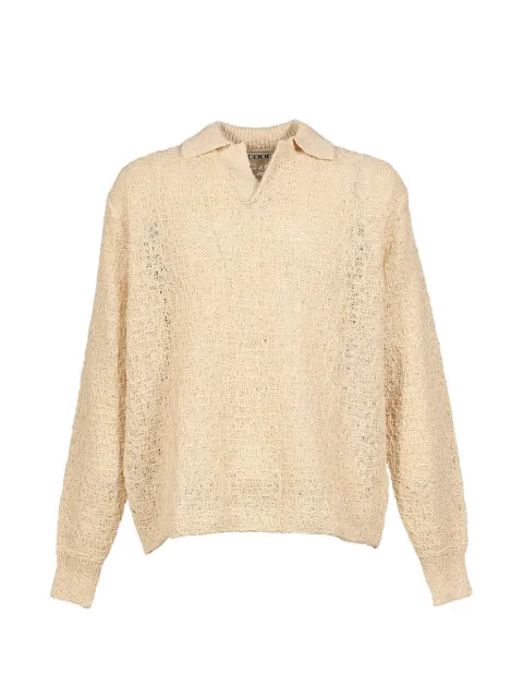 COOR crochet-knit open-collar sweater Neutrals CXG2KT03