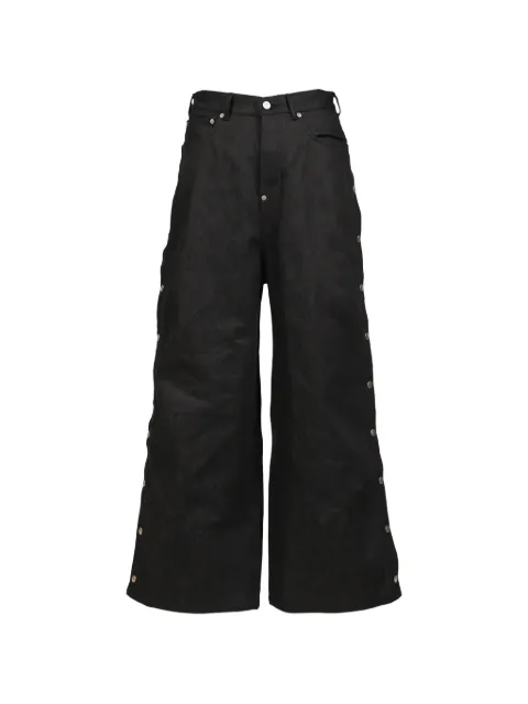 Rivet & Hide side-snap baggy jeans Black 26SSRHPT02RAWBLK