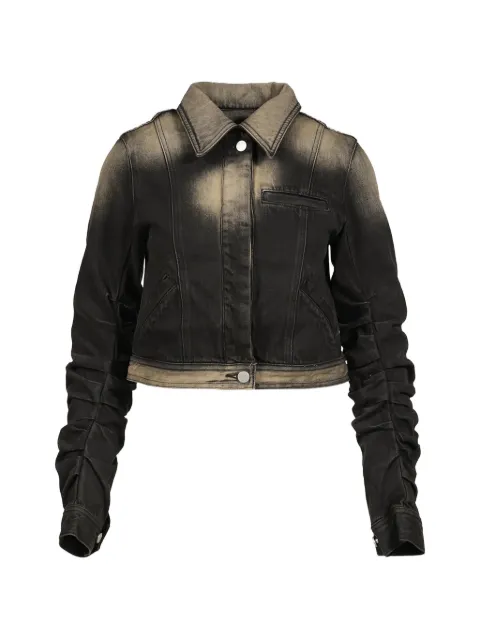 VIVAMUS bleached ruched-sleeve denim jacket Black VM26SSJK001