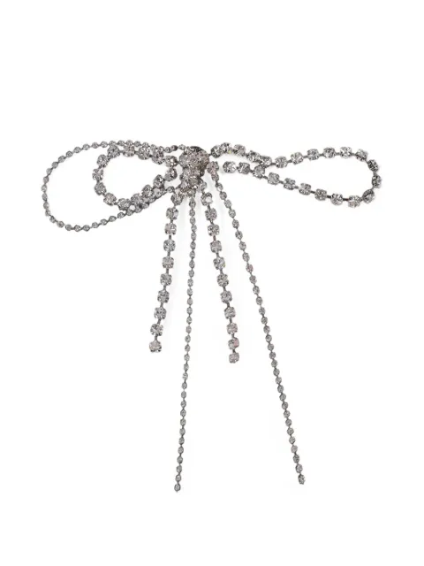 YELLOWSWALLOW crystal-embellished layered-bow brooch Silver YLSW1025