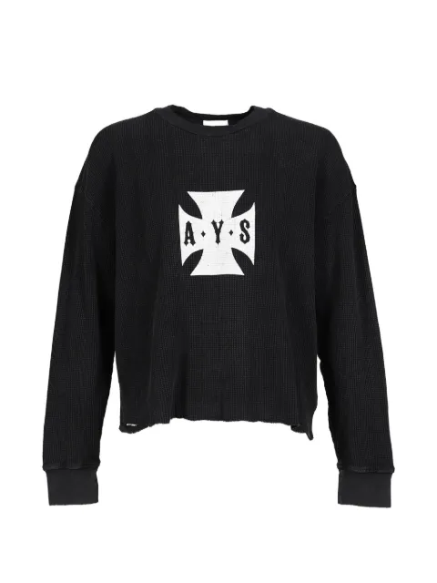 ASKYURSELF Destroyer Cross waffle-knit T-shirt Black V19010104033C01