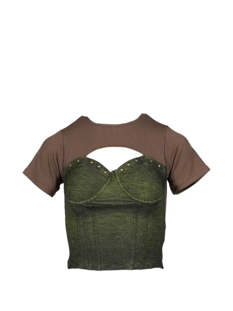 VIVAMUS stud-embellished cut-out T-shirt Green VM26SSTS010GRN
