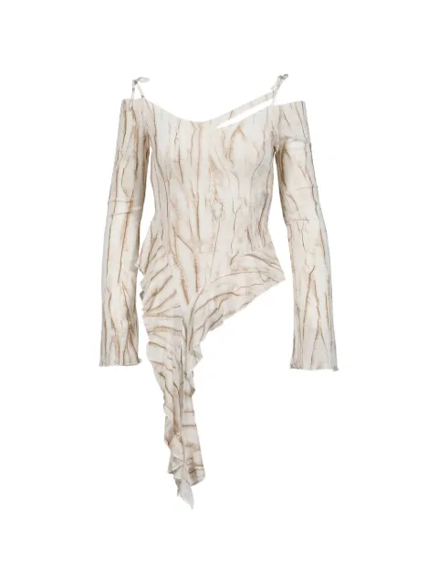 VIVAMUS ruffled cut-out top White VM26SSTS008