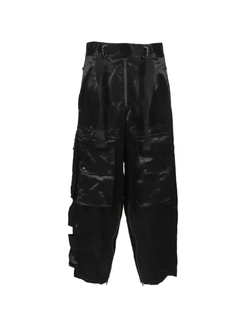 DAIRIKU high-waist satin cargo pants Black B5