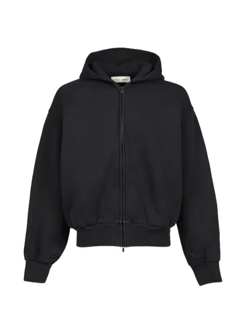 ESSENTIALS logo-embroidered zip-up hoodie Black 192HO254782FVTGBLK