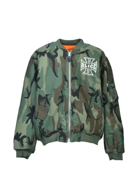 ALICE HOLLYWOOD camouflage-print logo-print bomber jacket Green 2502ALH2EXCLUSIVE