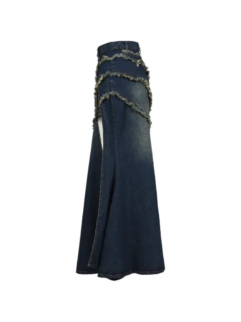 VIVAMUS long frayed tiered skirt Blue VM252SK01BLU