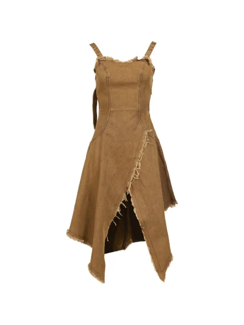 VIVAMUS frayed-edge open-back denim midi dress Brown VM26SSOP003BRW