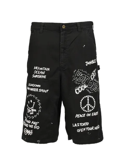 SWJP graphic-print double-knee shorts Black SW26SS17