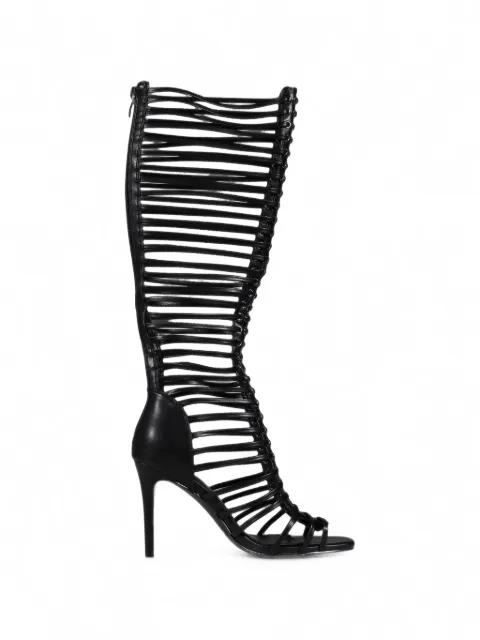 NIIHAI Lock Up open-toe heeled sandals Black 2025012SHOEGLDHBLK