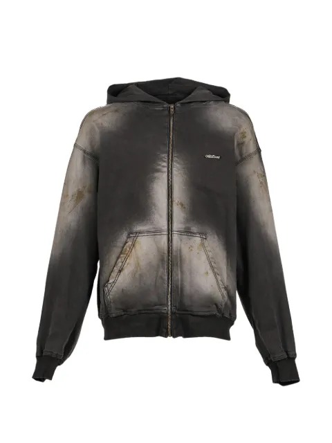 We11done dirty-wash zip-up hoodie Black WDDJ325322U