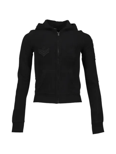 604SERVICE Army patch-detail zip-up hoodie Black 62502COHZ