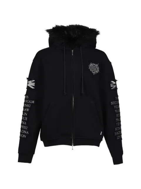 N.HOOLYWOOD patched zip-up hoodie Black 261ALH0352BLK