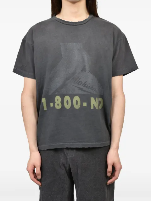No Bishop No King 1-800-NO graphic-print washed T-shirt Black NOBLSS00