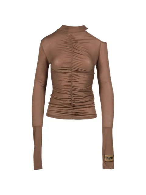VIVAMUS gathered cold-shoulder top Brown VM252CS01