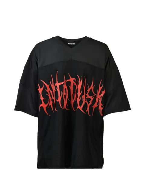 Intodusk logo-print V-neck T-shirt Black ESCI020BLKLOGO