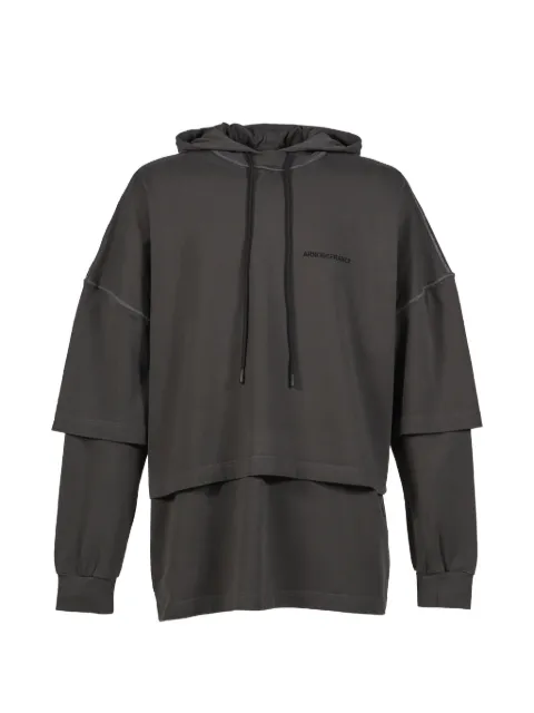 ARNODEFRANCE layered-design logo-print hoodie Grey HOODEDTWASHEDGREY
