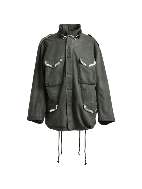 MARKING DISTANCE embellished ring-detail single-breasted coat Green MD5SMJ04APT1744618OLV