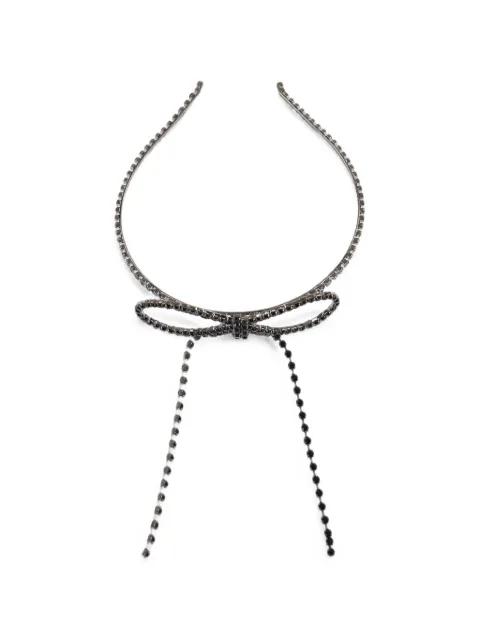 YELLOWSWALLOW bow-detail stone-embellished hair band Black YLSW9001