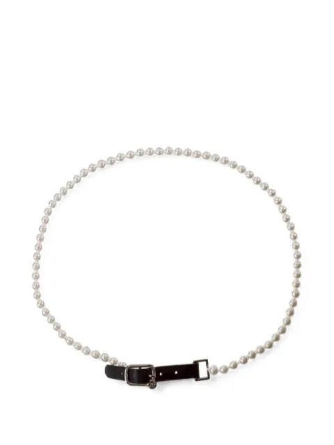 YELLOWSWALLOW pearl-embellished belt White YLSW1026WHT