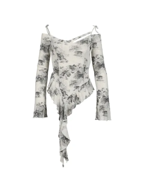 VIVAMUS ruffled long-sleeve top Grey VM26SSTS008
