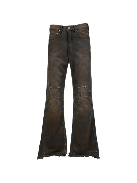 SEKRIT cross-patch flared jeans Black SS26SEKPNT01