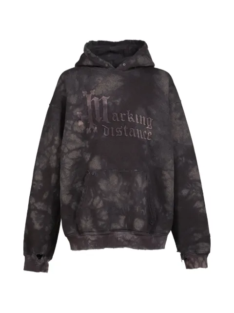 MARKING DISTANCE logo-embroidered washed hoodie Black MD6SMF04CPJE590261PUR