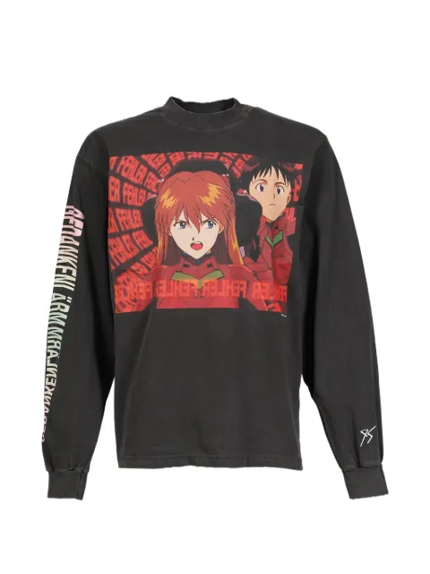 EVANGELI0N 95 graphic-print long-sleeve T-shirt Black EVA0080BLK