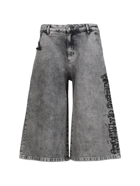 FINE CHAOS stone-washed screen-print shorts Grey G10Z180042