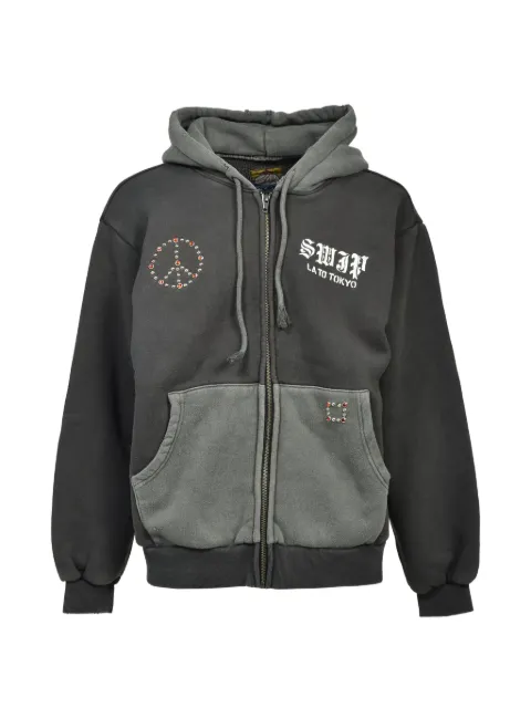 SWJP stud-embellished graphic-print hoodie Grey SW25FWSEXCLUSIVEGRY
