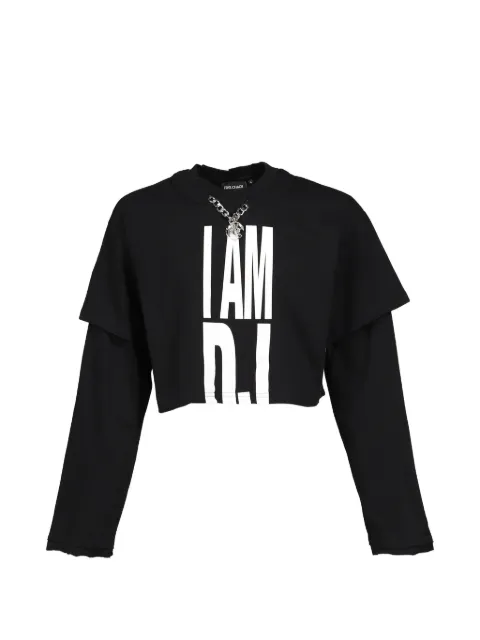 FINE CHAOS layered-design cropped T-shirt Black G10H070012