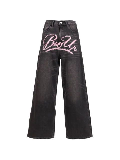 BossUp Swarovski crystal-embellished baggy jeans Black BOUPPT03PNK