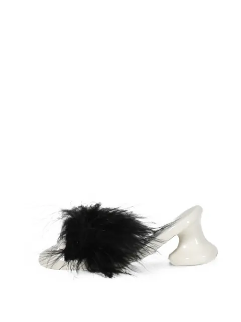 YESCERAMIC x Nubian fur-trimmed shoe incense holder White YESACC10