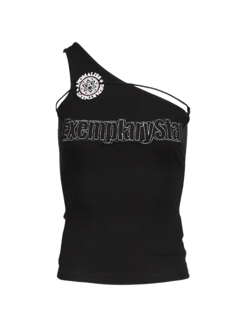 Anomalies Department badge-appliqué tie-up top Black CBZA22545