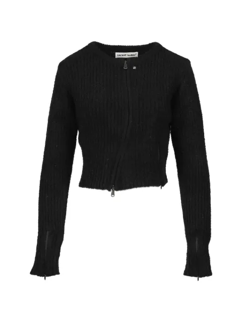 Post Archive Faction ribbed-knit zip-up sweater Black VUK243KJP001BK