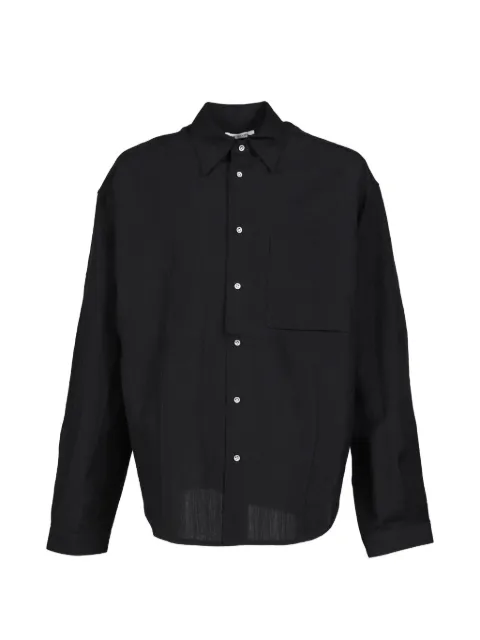 BIBLIOTHERK patch-pocket long-sleeve shirt Black BRSH02