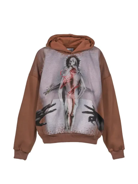 Forbidden Knowledge graphic-print hoodie Brown ENVFW25SWT01