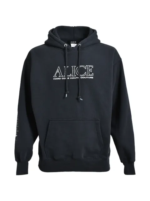 ALICE HOLLYWOOD logo-print washed-finish hoodie Black 252AL0303BLK