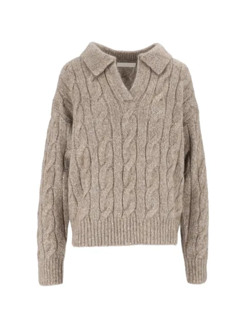 Eleh cable-knit sequin-embellished sweater Grey EFWM260001