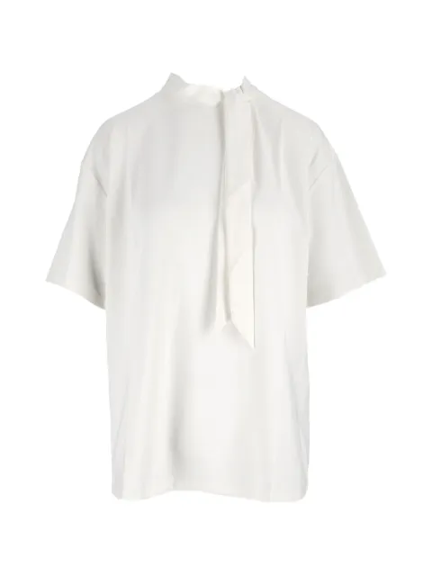 Eleh pussy-bow short-sleeve T-shirt White EFW260243