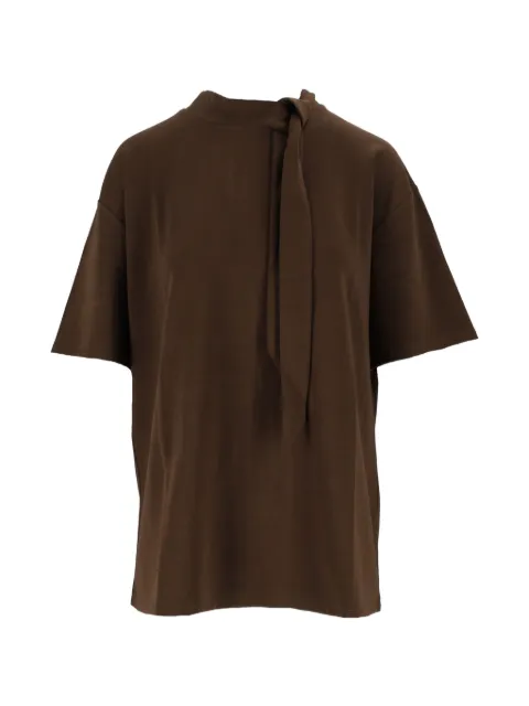 Eleh tie-neck short-sleeve T-shirt Brown EFW260243
