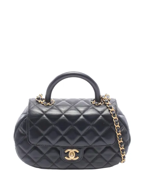 CHANEL Pre-Owned 2021-2026 CC Quilted Lambskin Top Handle Flap satchel Black 3D3NJR9ARWZTR3V5