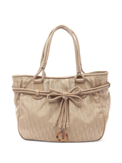 Christian Dior Pre-Owned 2000s Trotter bow-detail tote bag Neutrals 1101834