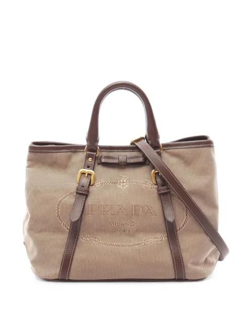Prada Pre-Owned 2010s Logo Jacquard tote bag Neutrals 1103160