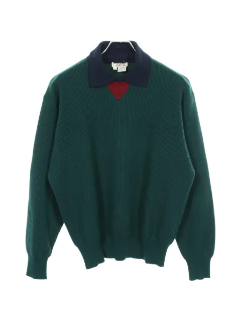 Hermès Pre-Owned collared knit sweater Green 1090071