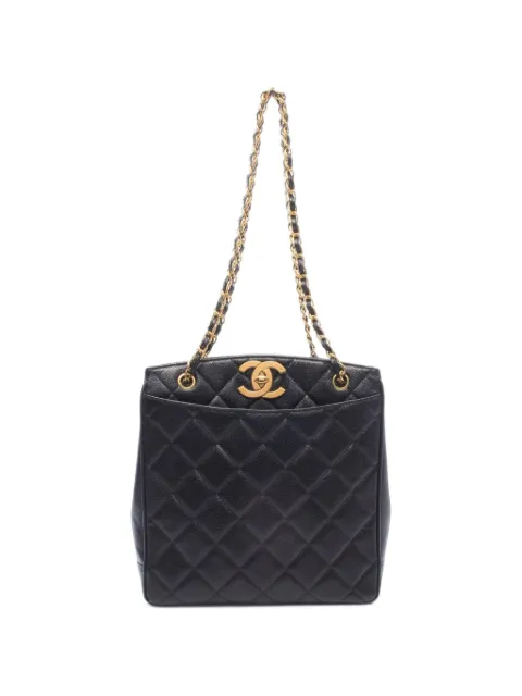 CHANEL Pre-Owned 1994-1996 Matelassé chain tote bag Black 11037023016835