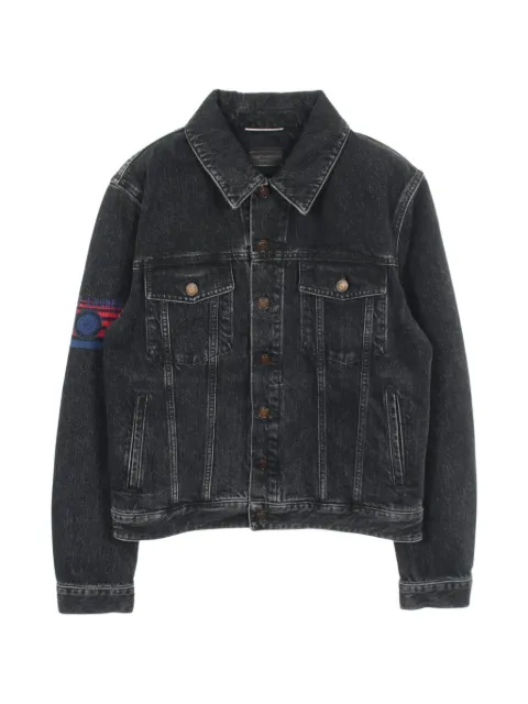 Saint Laurent Pre-Owned 2010s logo-print denim jacket Black 1100213