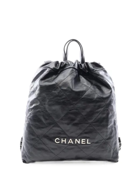 CHANEL Pre-Owned 22 quilted leather backpack Black 1102127LKLAJEP7