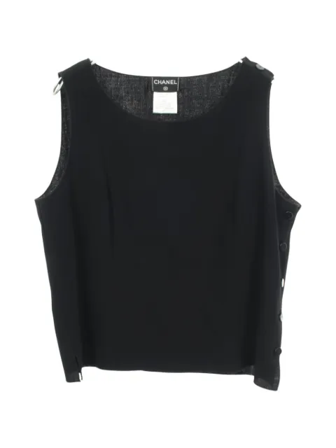 CHANEL Pre-Owned 1986-1988 Cocomark button tank top Black 110288094305