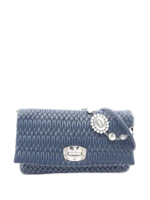 Miu Miu Pre-Owned 2000s Crystal matelassé shoulder bag Blue 1102347